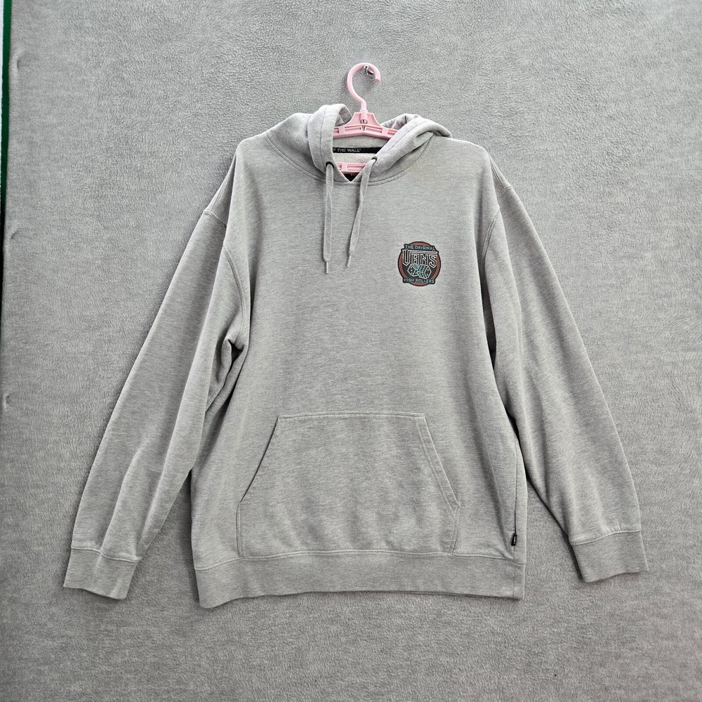 Vans Men Hoodie XL Gray Reaper Skull Dice Long Sleeve Cotton Polyester Logo Y2K